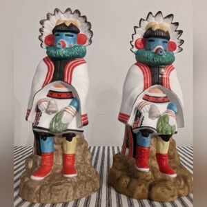 Vtg 1980's Kachina ceramic‎ Bank The Arizona Bank 'TE LA VAI' set of 2